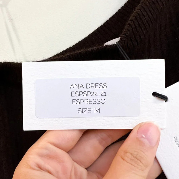 Eleven Six Ana Alpaca Blend Knit Espresso Brown Ribbed Belted Midi Dress M NWT - Picture 7 of 11